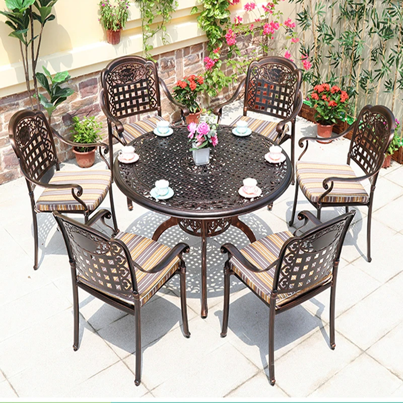 

Bistro cast aluminum waterproof outside garden Patio Chair Set Furniture outdoor chair table luxury modern Garden Patio table