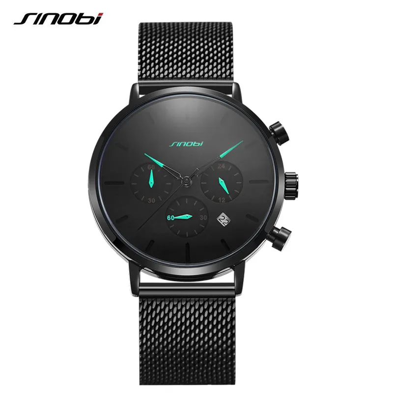 

SINOBI WatchTrending Luxury Chronograph Watch S9807G erkek kol saati Stainless Steel Watch Montre Homme Relogio Masculino