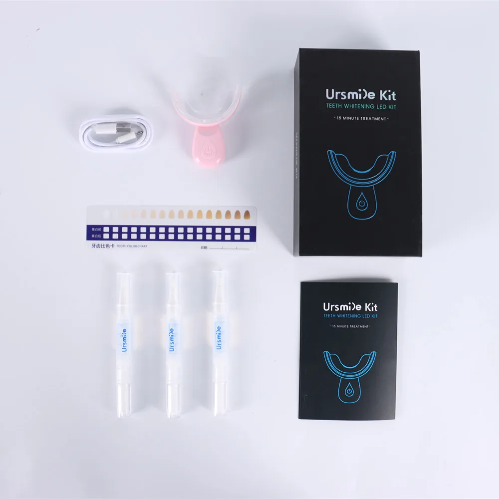 

Popular 22% Carbamide Peroxide home teeth whitening kit, teeth whitening kit pink with blue led light