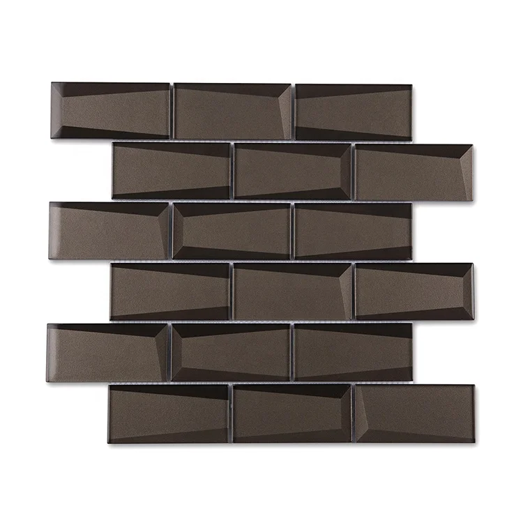 Moonight China Suppliers Brown Glossy Brick 3D Glass Wall Tile