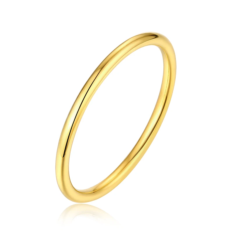 

Stainless Steel Plain Circle Thin Ring Wire Diameter 1.5mm Ins Simple Style Plated Gold Couple Ring Gifts, Gold silver