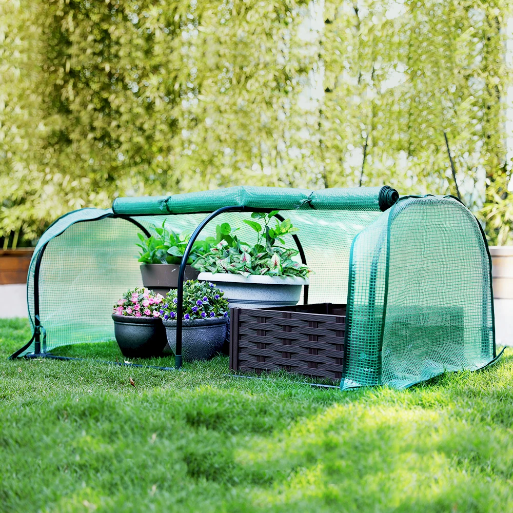 

Outdoor PE Mini Agricultural Backyard Grow Tent Tunnel Garden Greenhouse, Green