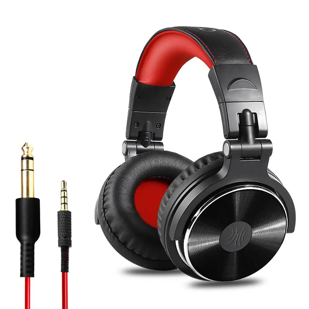 

Best Seller DJ Headphones OneOdio PRO 10 Neckband Headset Headphones Wired Adapter Free Headphones DJ 2019, Black+red