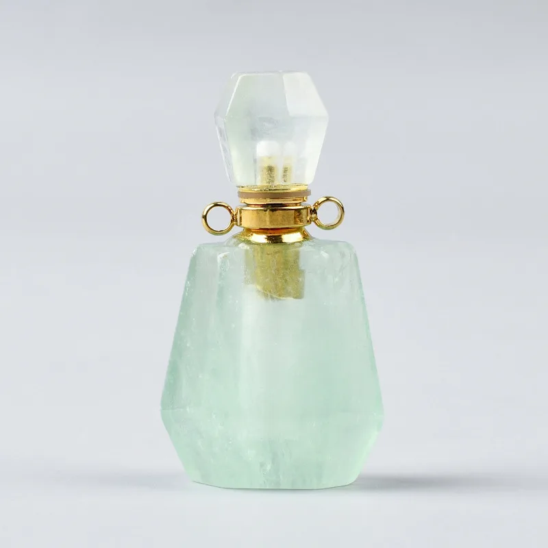

Fashion Women Essential Oil Natural Amethyst Gemstone Crystal Perfume Bottle Women Natural Stone Necklace