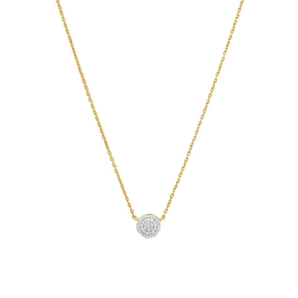 

wholesale jewelry distributors 925 sterling silver 14k gold plated pave diamond round necklace for women