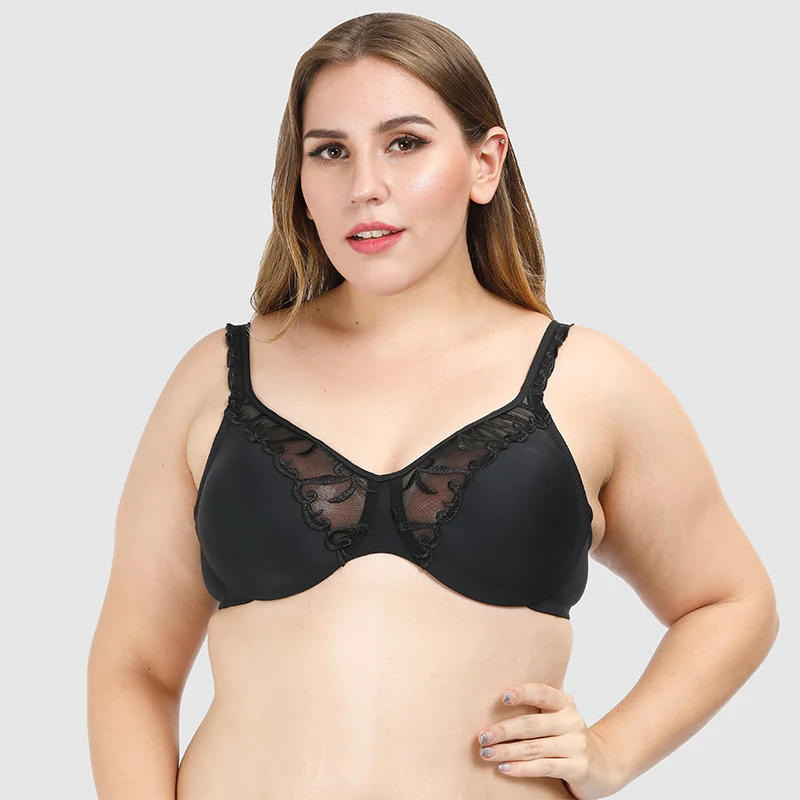 

High Quality Womens Push Up Big Sexy Seamless Lingerie Underwear Plus Size Bra For Fat Women, Black