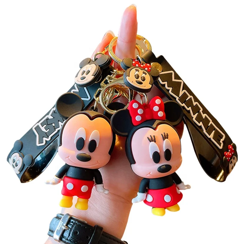

Hot Sale 3D Cartoon Animation Kawaii Disneys Mickey Mouse Rubber Keychain Custom Pvc Key Ring Cartoon Anime Disneys Keychain