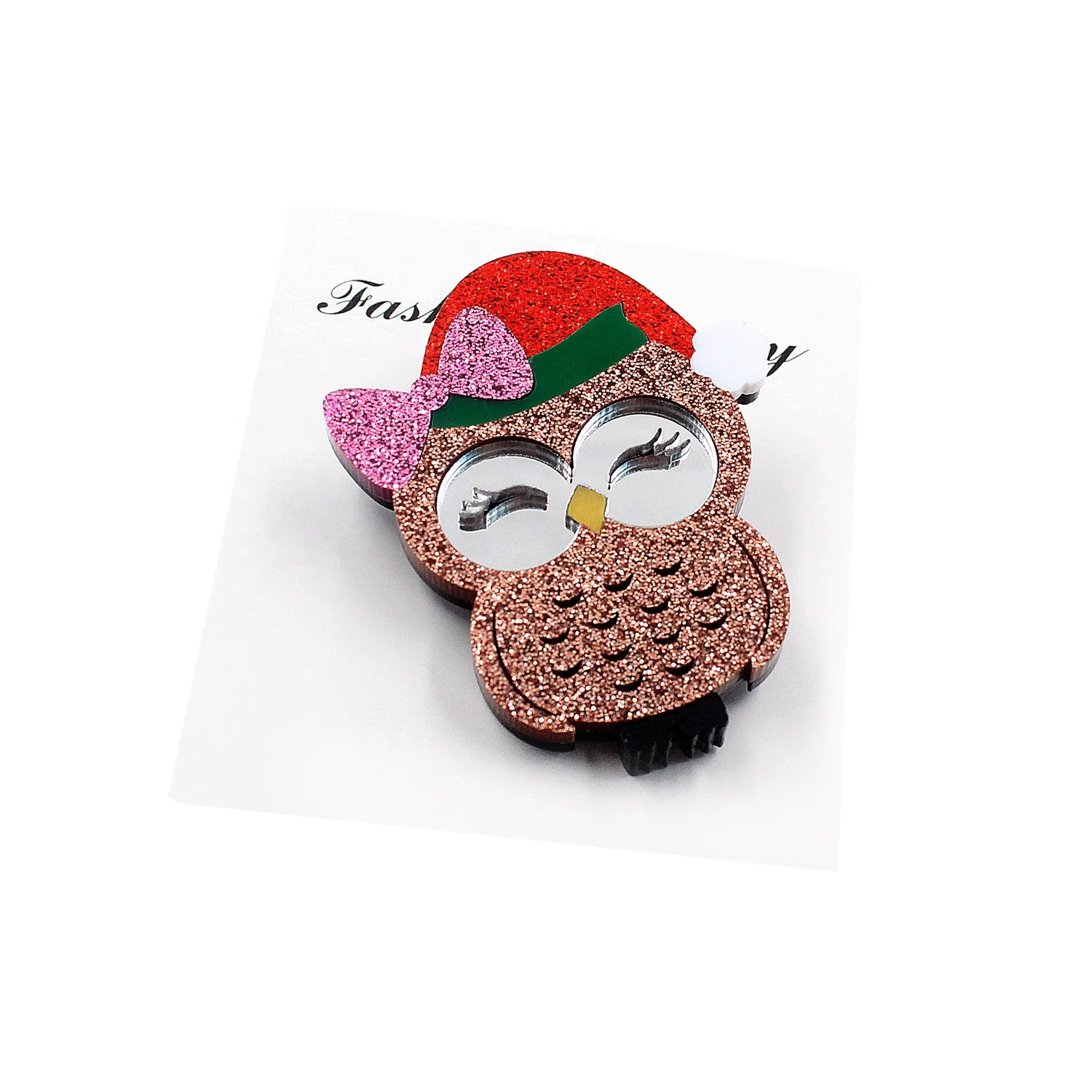 

BR104-50mm Owl Brooch Christmas Brooch (safety pin) Holiday Statements Acrylic Brooch, Picture