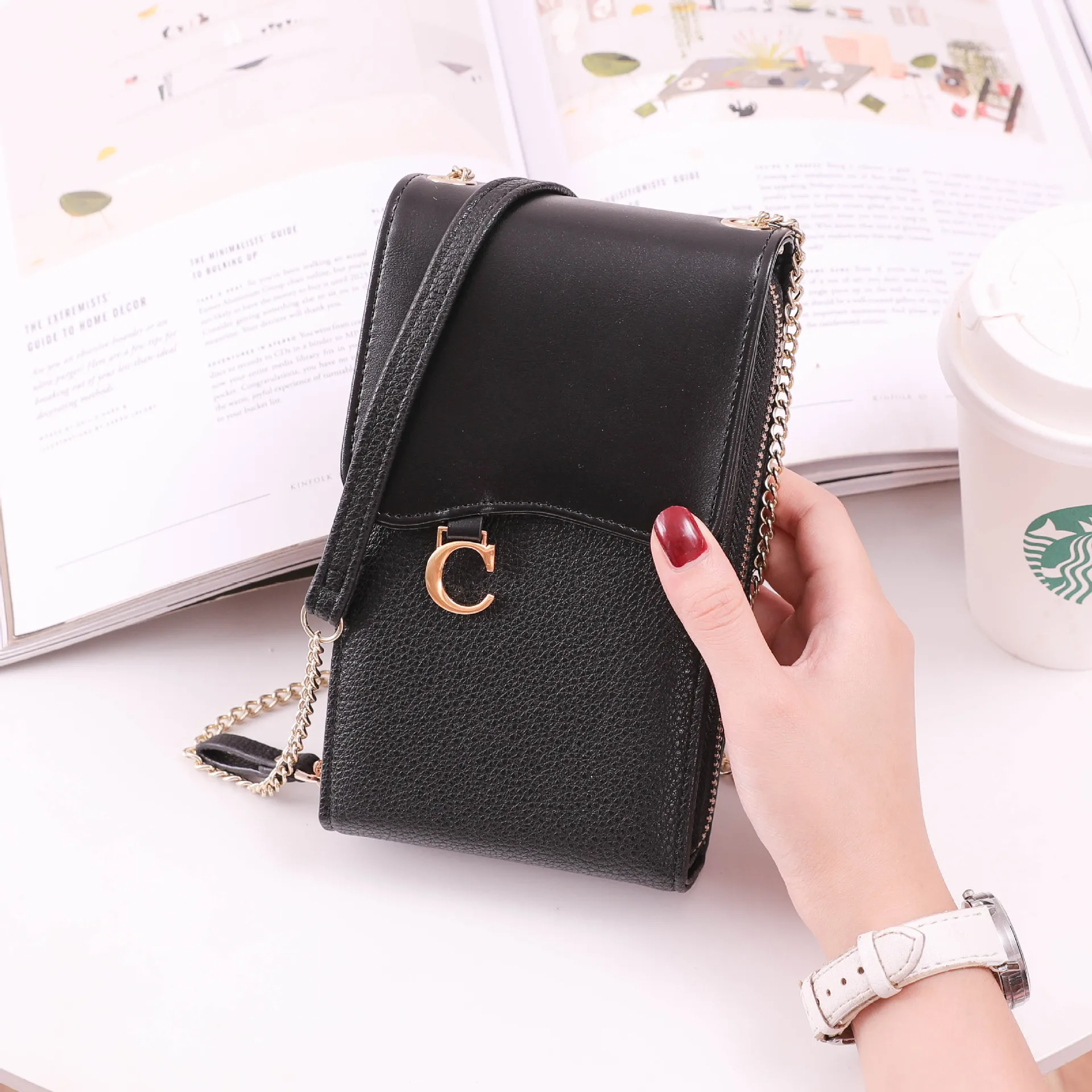 

Handodo Small Crossbody Bag Women Grils Leather Cellphone Wallet Fashion Travel Shoulder Bag with zipper pocket and card slots