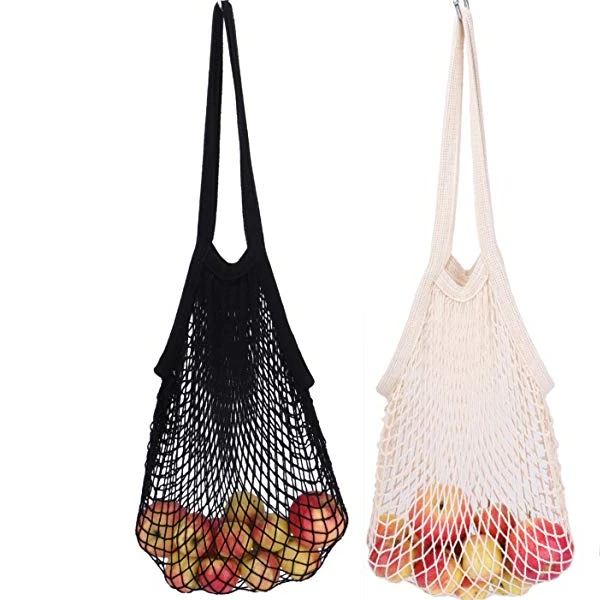 

Long Handle Toys Storage Net String Shopping Bag Cotton Reusable Shopping Tote Net String Organizer for Grocery Shopping, Beach