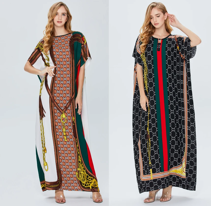 

Modern Maxi Long Dresses Robe For Women Longines Agassiz Kaftan Abaya Summer Dubai India Clothes Muslim Dress Islamic Clothing, Black and white