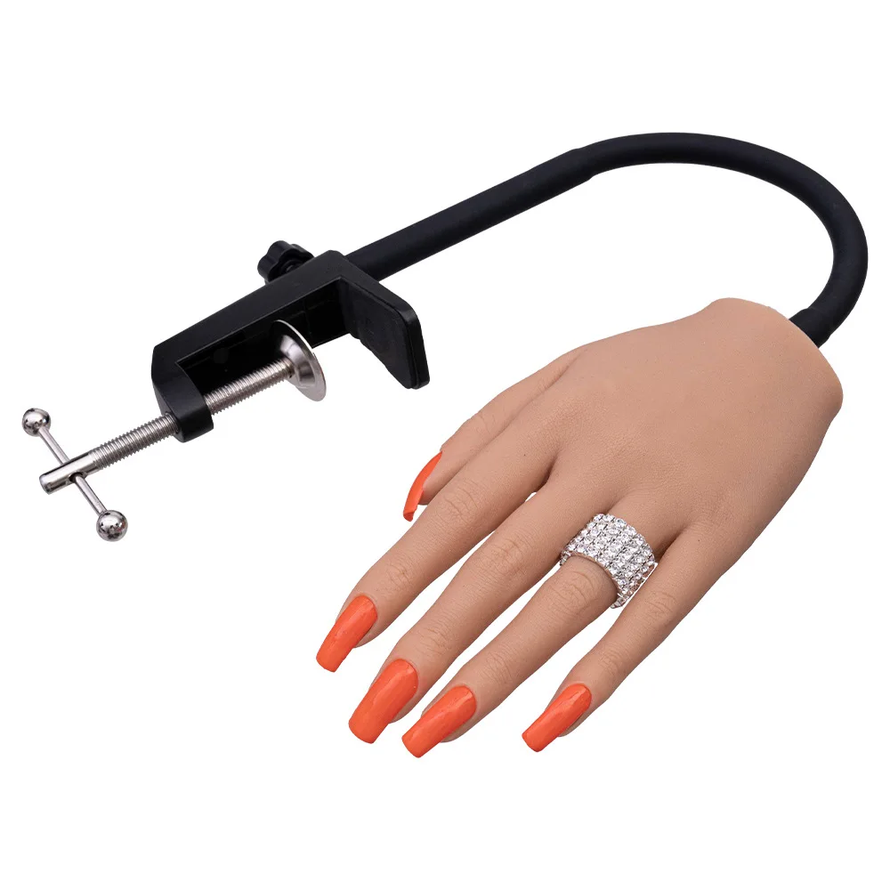 

Manicure practice with joints and flexible bracket silicone prosthetic hand model manicure silicone hand, Picture color