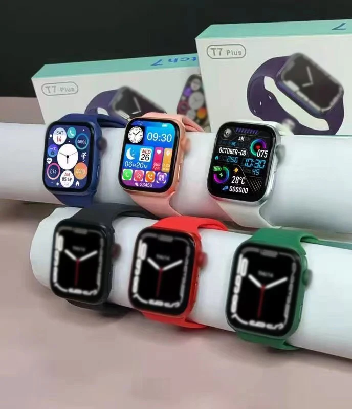 

Newest Smart Watch series 7 1.75 full Screen B.T Call ip67 Reloj Intelligent T7 plus smart watch series 7 Ai Siri Fitness track