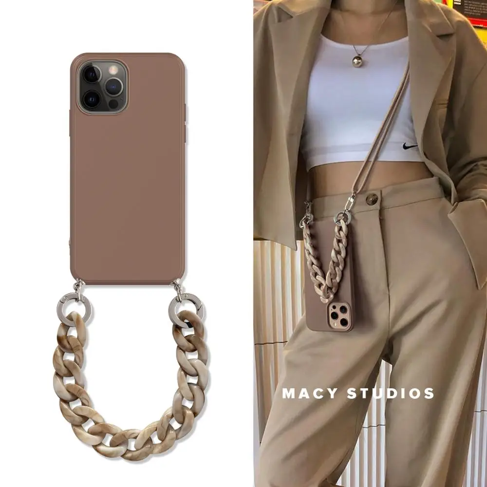 

Luxury Marble amber Bracelet Necklace Lanyard Phone Case For iPhone 11 12 13 Pro Max X XS XR 7 8 Plus Soft silicone Cover funda