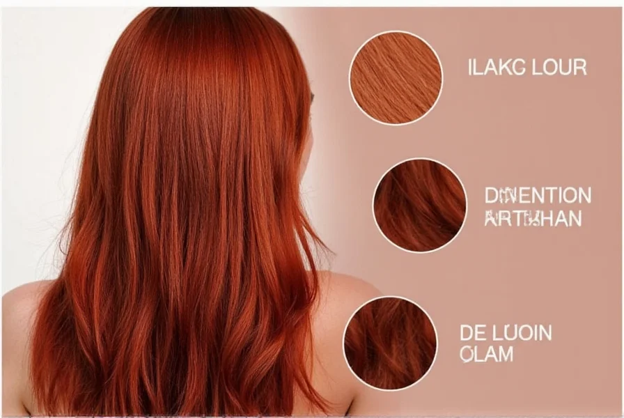 Side-by-side comparison of different dark ginger hair color variations on mannequin heads showing subtle differences in undertones