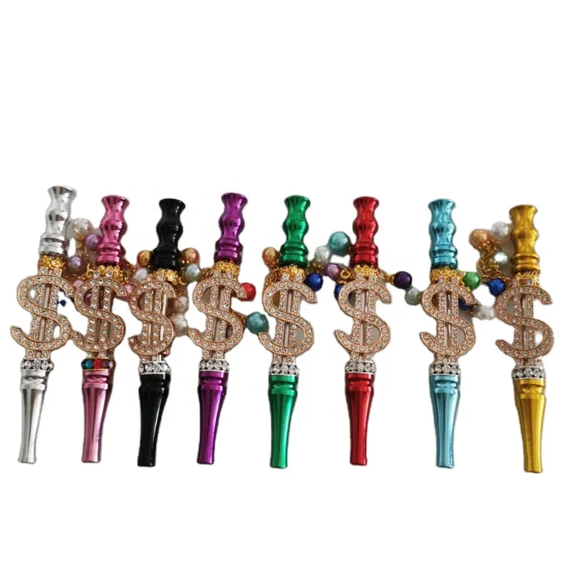 

New Styles US $ Dollar Sign Smoking Accessories Women glass blunt holder bling hookah tips