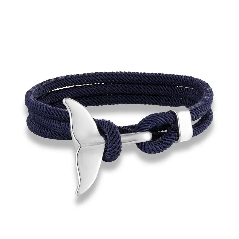 

Men Charm Multilayer Nautical Survival Rope Chain Bracelet Navy Style Wrap Metal Sport Hook Fashion Whale Tail Anchor Bracelets, Multiple