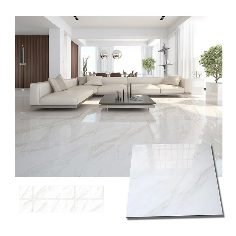 

24*24 polished glazed porcelain marble ceramic white tiles carreaux sol de maison for house floor