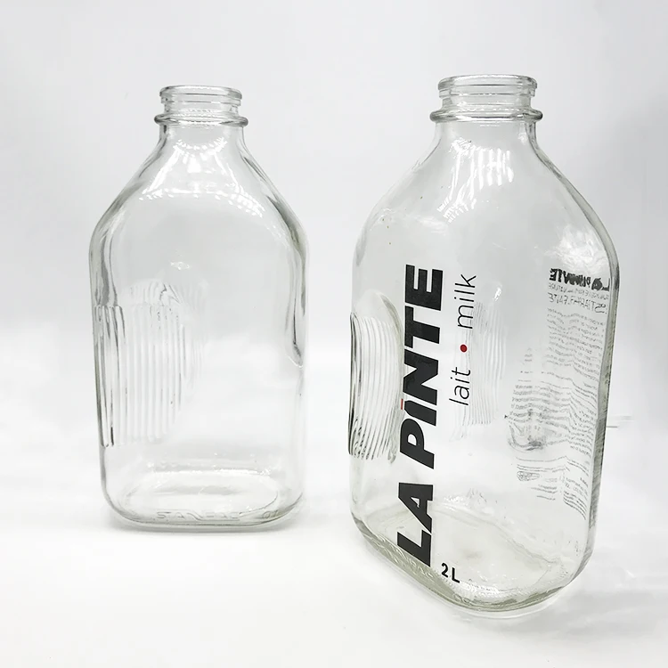 Details about   Glass Milk Bottle Container with Side Grip 2qt Half Gallon Jugs Old Fashioned 