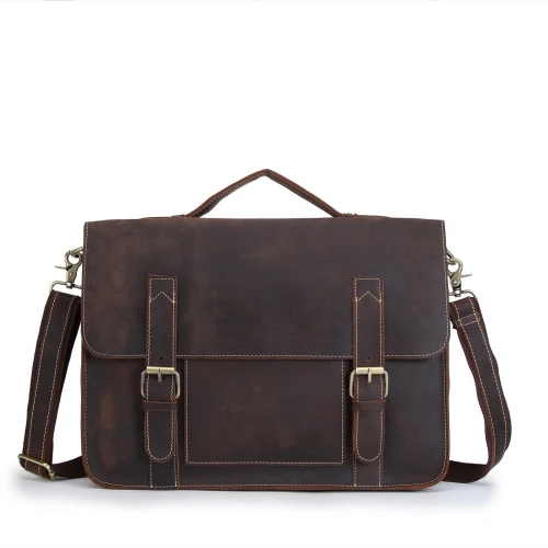 

Factory crazy horse leather men handbag vintage cross body bag briefcase