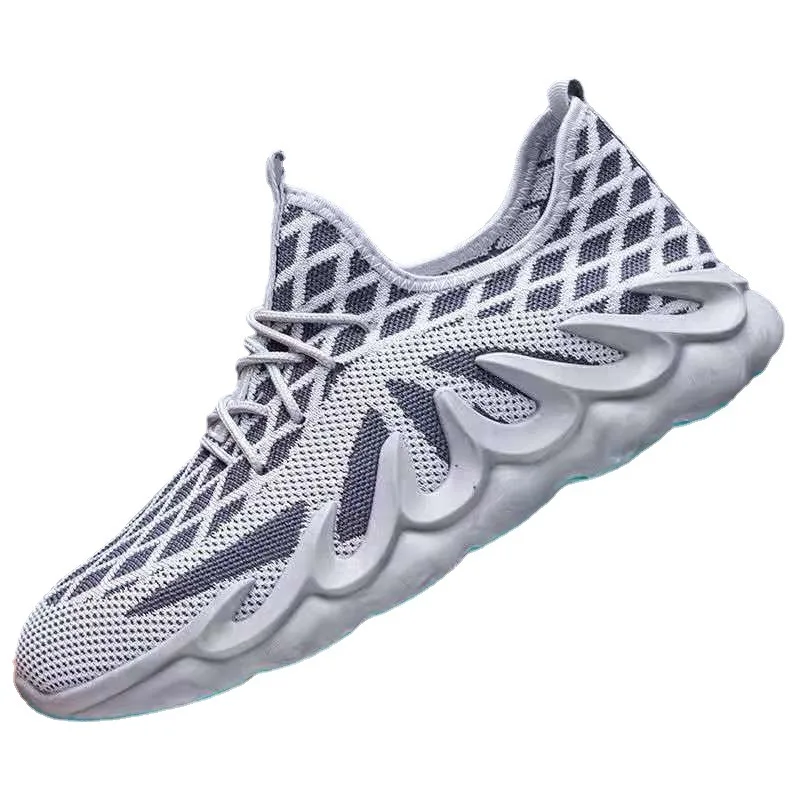 

2022 High quality China wholesale breathable fly weave sports shoes outdoor casual shoes men sports shoes, 3 colors