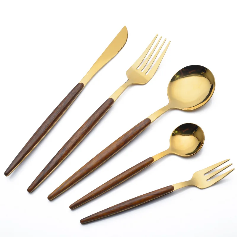 

Unique Handle Design Gold Flatware Set Stainless Steel Cutlery For Home Hotel