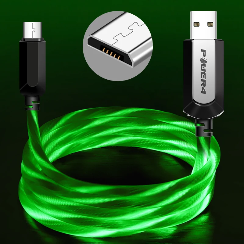 

Android phone universal popular fashion cable real-time visible current fast charging line Metal fantasy led light cable