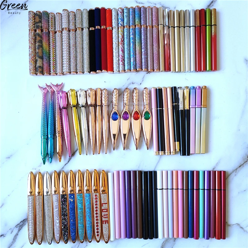 

newest private label magic black waterproof liquid rose gold eyeliner lash glue eyelashes pen for strip eyelashes, Black,white,coffee,blue,red,etc