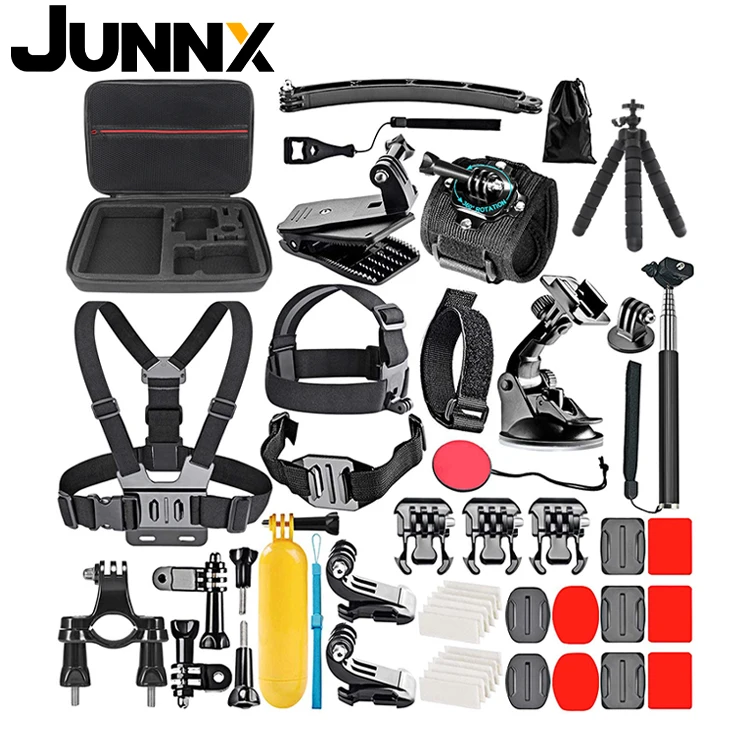 

JUNNX 50-in-1 Action Camera Accessory Kit Go Pro Accesorios for Gopro Hero Max Fusion 10 9 8 7 6 5 4, Insta 360, DJI Osmo