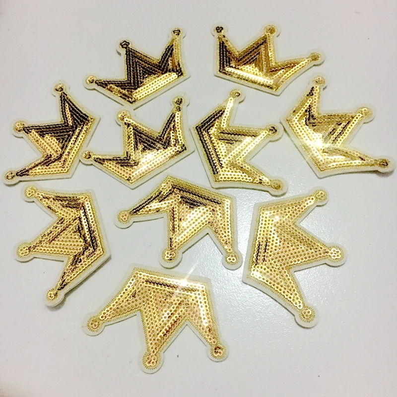 

10 pieces / batch of silver gold crown Sequin patch clothing DIY accessories iron patch can be customized