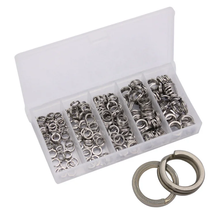 

WEIHE 200pcs/box flat Stainless steel double loop quick fishing split rings