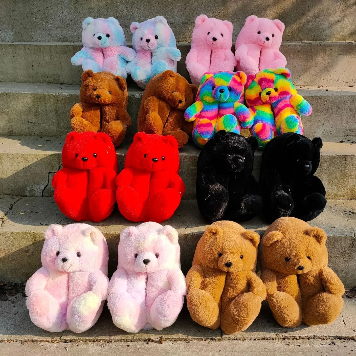 

Dropshipping winter fur women shoes teddy bear slippers home plush bear slippers