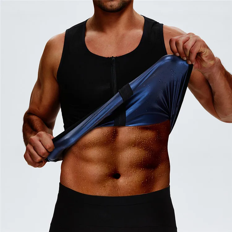 

Men Hot Neoprene Sauna Sweat Suits Gym Zipper Closure Tank Top for Weight Lost Slim Workout Fitness Vest