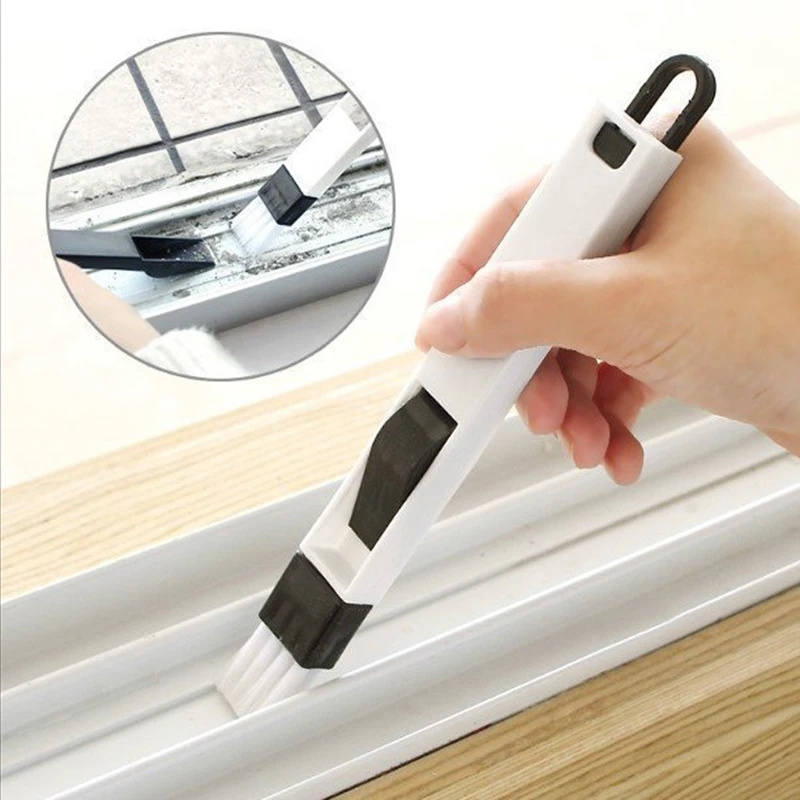 

Two-in-one Door And Window Groove Cleaning Brush With Dustpan Window Crevice Brush Household Cleaning Supplies Tool, As pictures