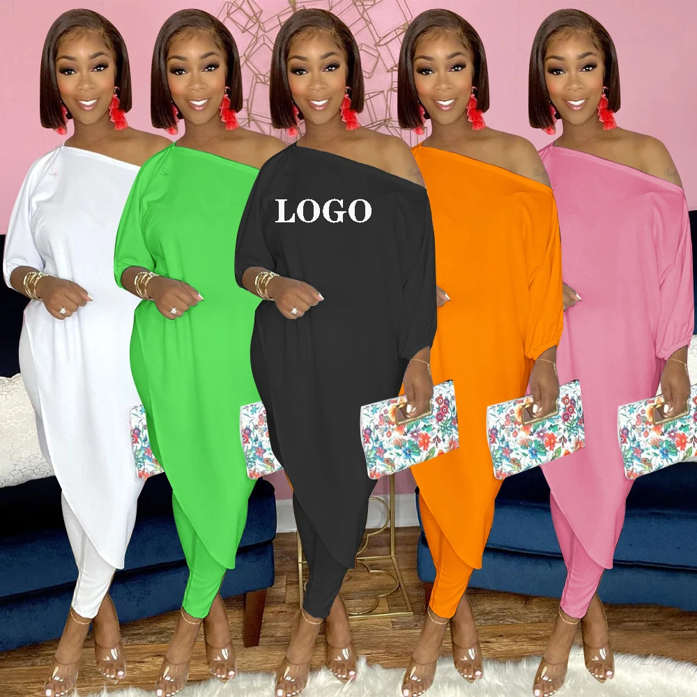 

Youluo Custom Fall 2021 Women Clothes Soild Color Fashion Tops Long Pants Legging Outfits 2 Two Piece Pants Set Women Clothing, Picture