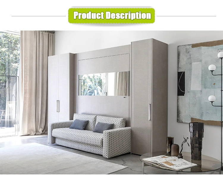 Customized Modern Wall Bed And Sofa Bedroom Furniture Clothes Wardrobe MDF Wooden Wardrobe
