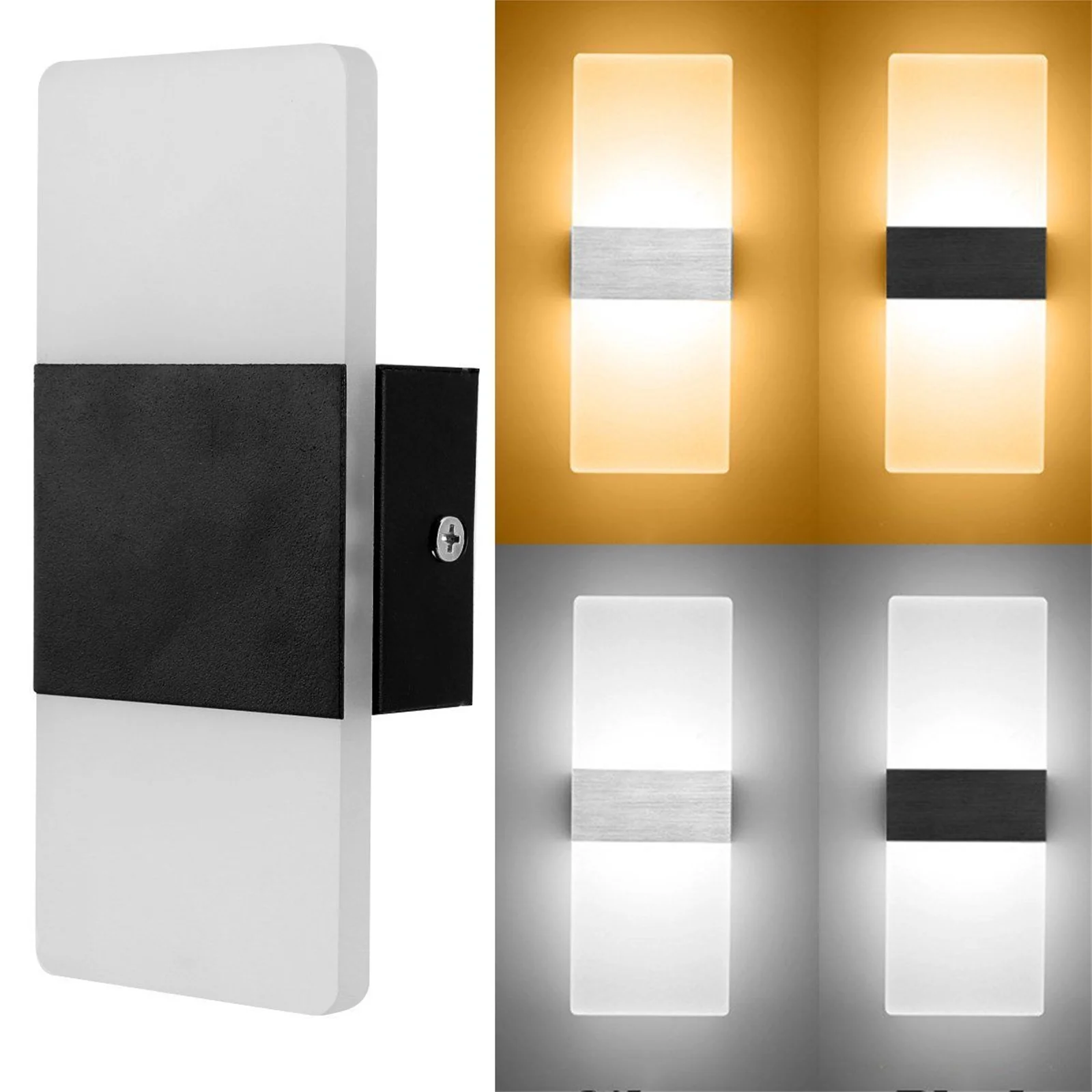 LED Wall Light Up Down Cube Indoor Outdoor Room Sconce Decor Lamp Bedroom Hotel 