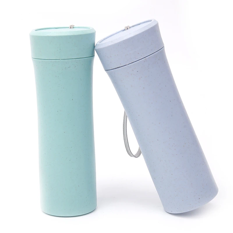 

Portable lightweight creative unisex student wheat cold drink cup with lanyard