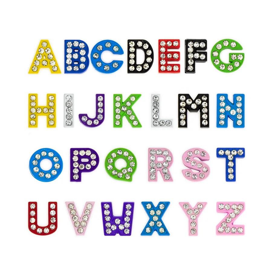 

Silver Rhinestone Letters Bling Rhinestones Slide Alphabet Slide Letter Beads A-Z Silver Alloy Slide Alphabet Letter Charms, As picture