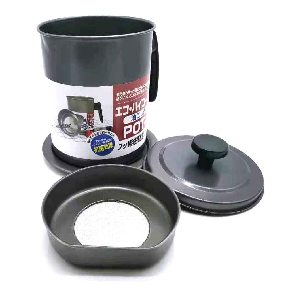 

Japan Type Popular Food Oil Dispener Kitchen Metal Lid Household Oil Drain Cup Oil Filter Pot