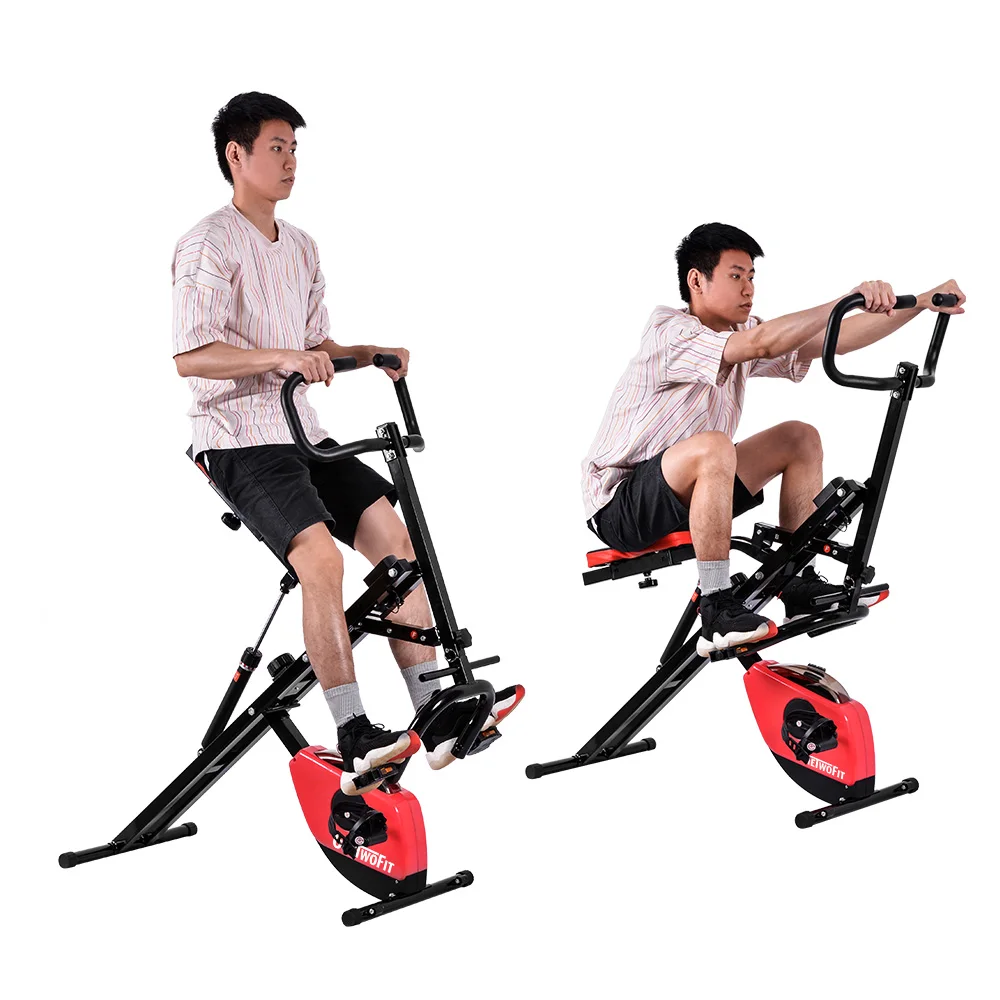 

OnetwoFit Ride Trainer High Quality Home Use Row Abdominal Crunch Horse Riding Exercise Machine black and red, Black orange