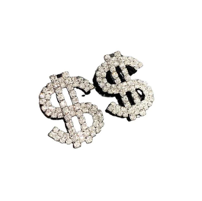 

925 silver luxury and elegant dollar sign crystal ladies zircon earrings