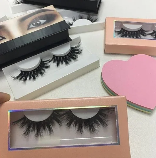 

Wholesale 3d 5d silk faux false mink Eyelashes super thin band cheap fluffy 5d mink eyelashes, Black color