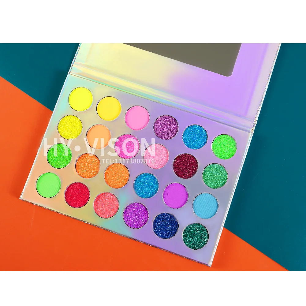 

Palette Private Label Custom Glitter Glow Make Up High Pigment Marble Makeup Eye Shadow Neon Eyeshadow, 24 color