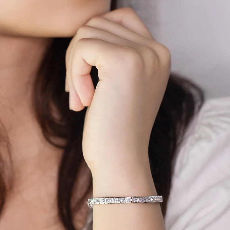 

Princess Cut CZ Diamond Gold Plated Women Tennis Bracelet