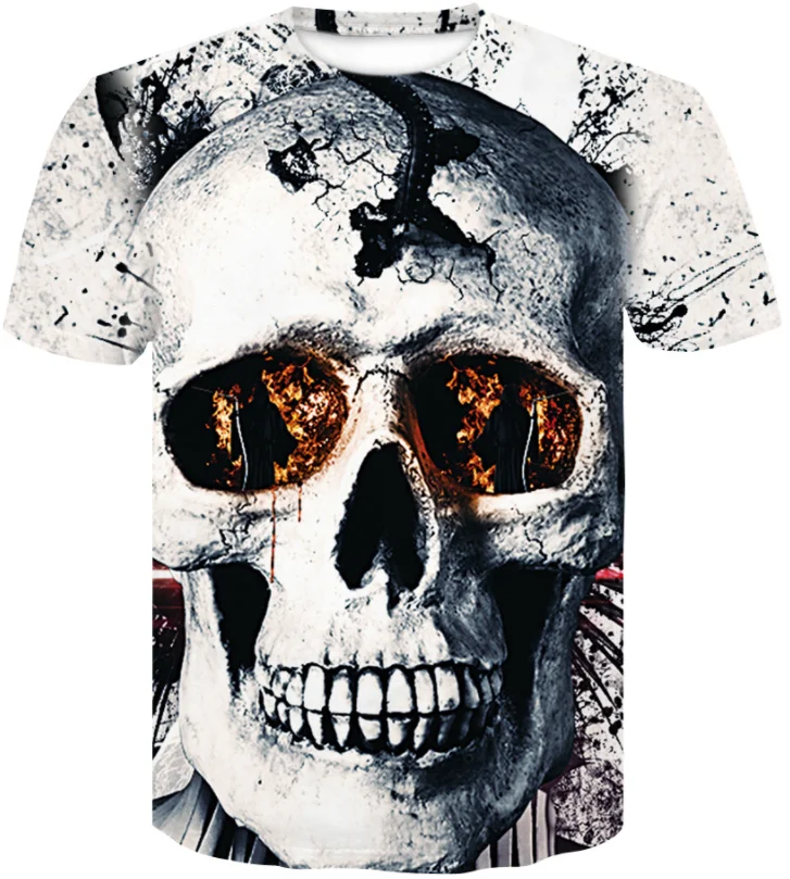 

2021 Wholesale custom skull 3D print men graphic t shirts Short Sleeve Oem Sublimation mens T Shirts