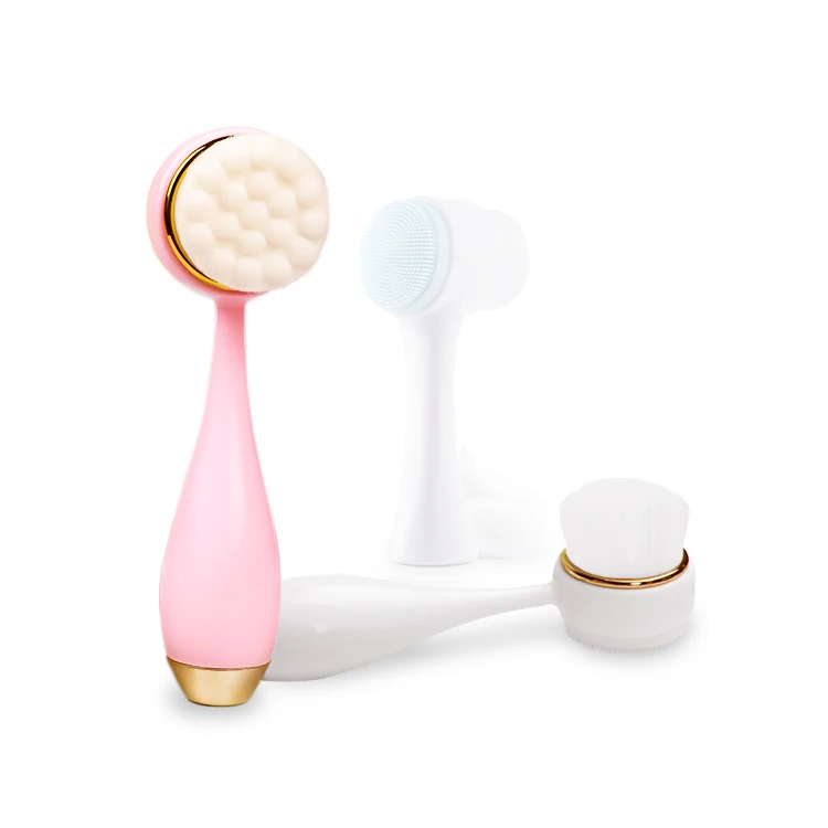 

Wholesale Waterproof Facial Cleansing Brush 2 In 1 Exfoliating Brush Double Sided Silicone Face Brush, Pink/white/blue