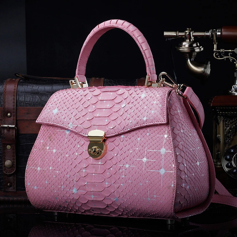 

2023 Custom Luxury Genuine Exotic Snake Skin Leather Shoulder Crossbody Bag For Women Ladies Female Handbags Supplier