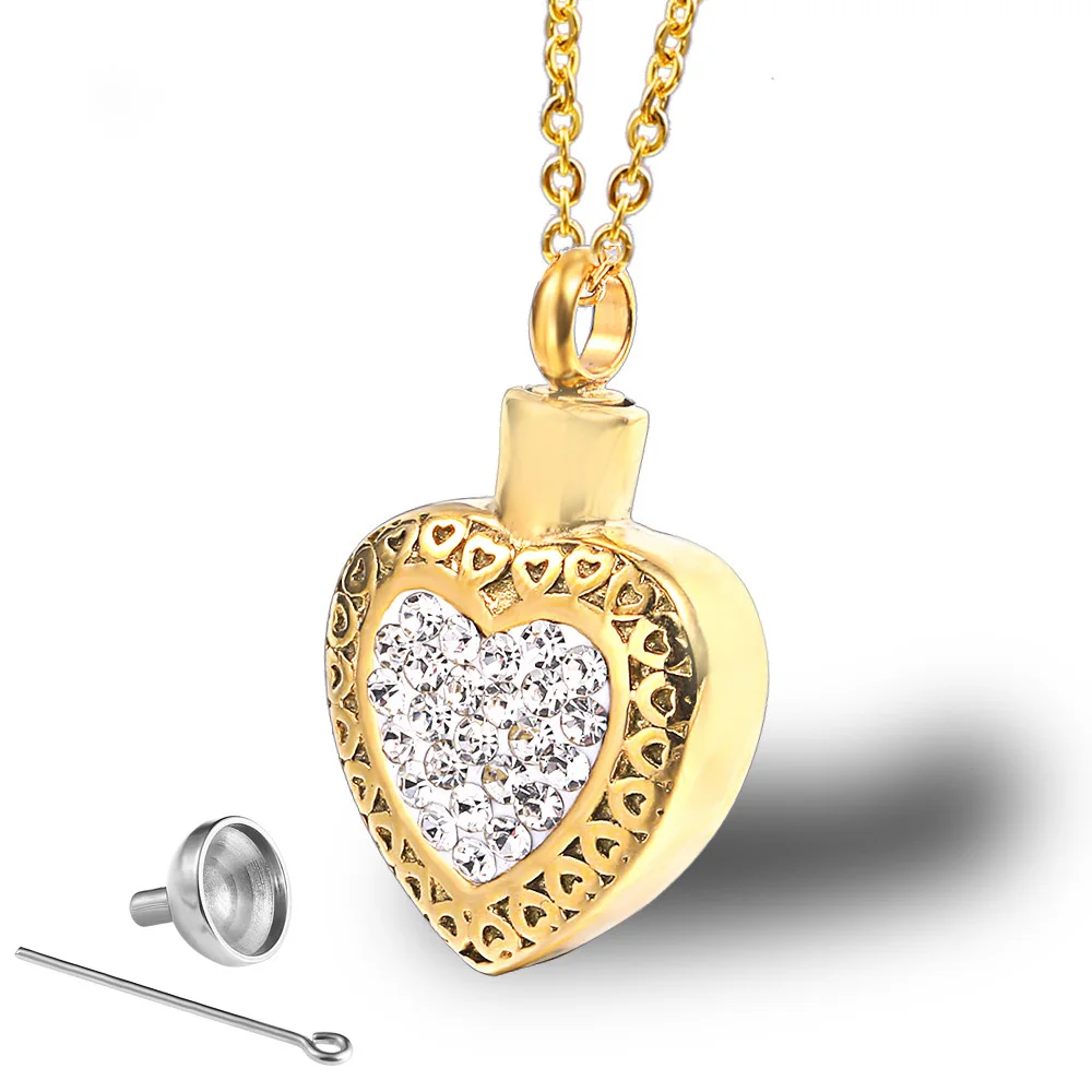 

Women Jewelry Heart Stones Ashes Urn Cremation Pendant Necklace New arrivals Bone Ash Box Pendant Necklace, White,black