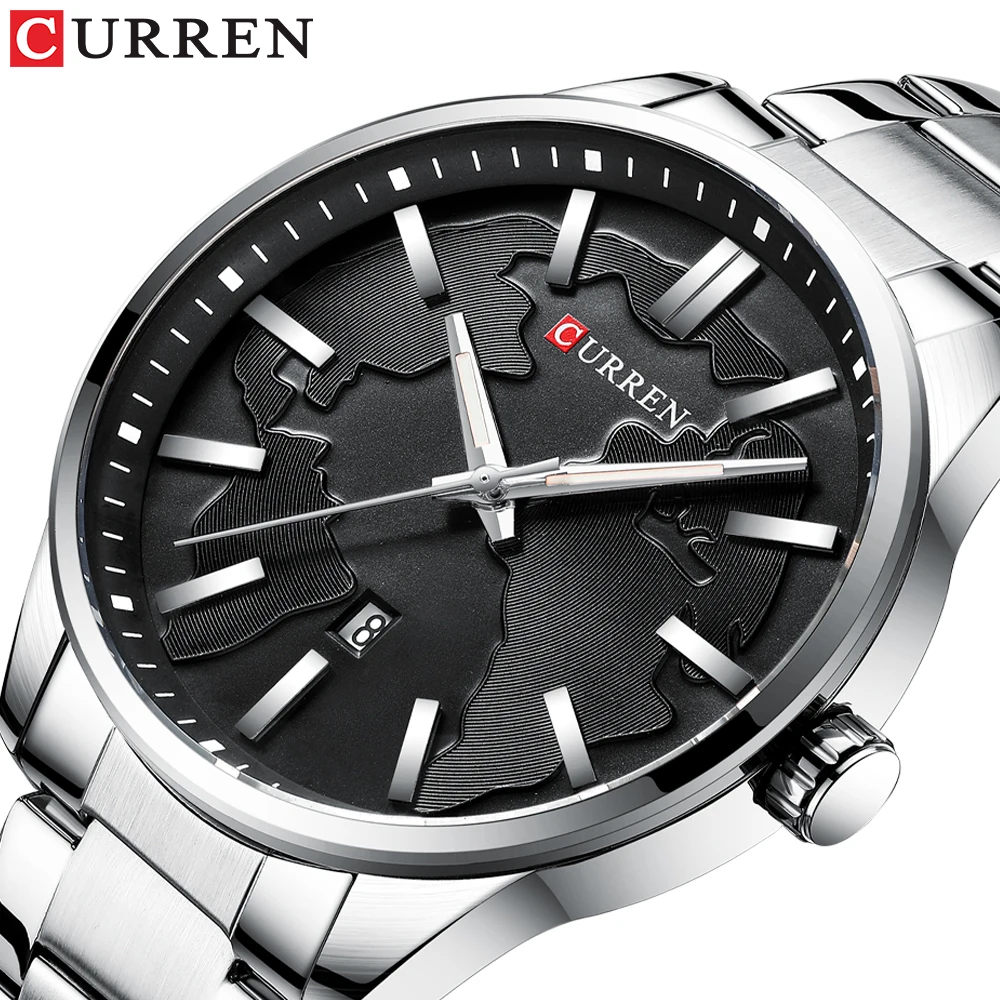 

CURREN 8366 Fashion business watches men with date dial quartz watch stainless steel band wristwatch relogio masculino